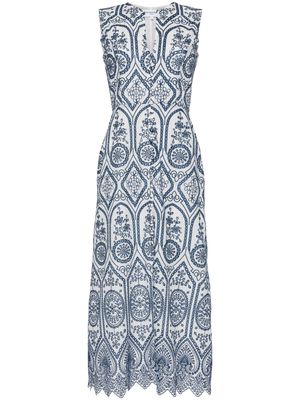 Evi Grintela Carine embroidered cotton midi dress - White