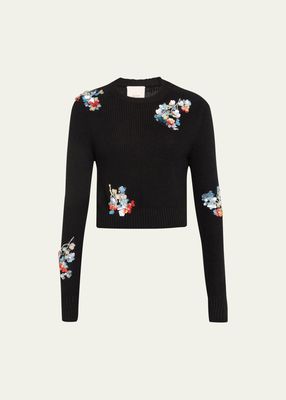 Evie Floral Sequined Crewneck Sweater