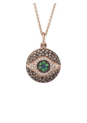 Evil Eye 18K Rose Gold & Multi-Stone Dawn Chevalier Small Pendant Necklace