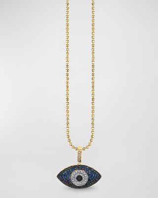 Evil Eye Charm Necklace with Sapphires and Diamonds