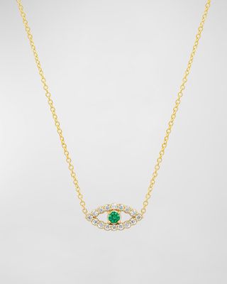 Evil Eye Necklace with Emerald and Diamonds