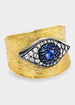 Evil Eye Ring with Sapphires and Diamonds