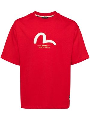 EVISU Daicock and Gold Kamon cotton T-shirt - Red