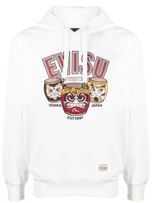 EVISU Daruma logo-print cotton hoodie - White