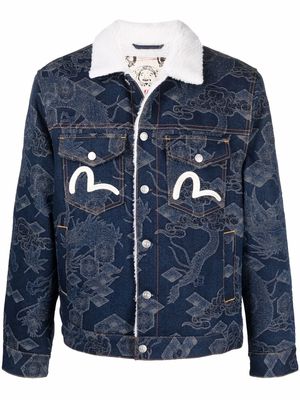 EVISU embroidered-design denim jacket - Blue