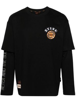 EVISU embroidered-logo long-sleeve T-shirt - Black