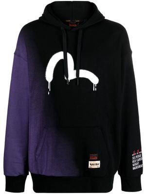 EVISU gradient-effect logo-print cotton hoodie - Black