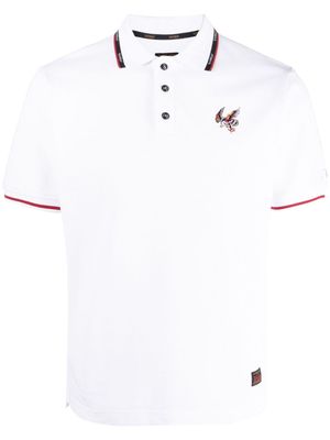EVISU logo-appliqué cotton polo shirt - OWHT OFF WHITE