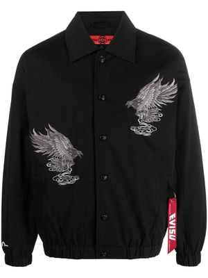 EVISU logo-embroidered shirt jacket - Black