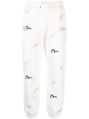 EVISU logo-embroidered tapered sweatpants - White