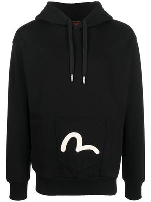 EVISU logo-print cotton hoodie - Black