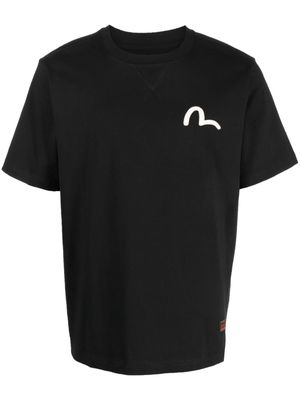 EVISU logo-print short-sleeved cotton T-shirt - Black
