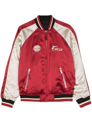 EVISU Seagull And The Great Wave satin bomber jacket - Red