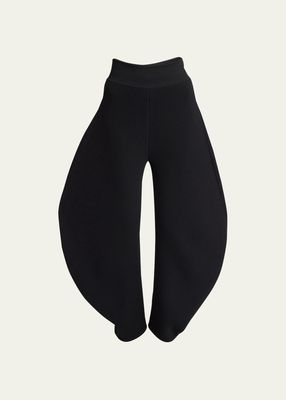 Exaggerated Rounded Leg Rib Wool Trousers