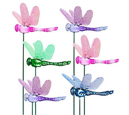 Exhart 6-pc 4" WindyWings Dragonfly Stake Assor tment