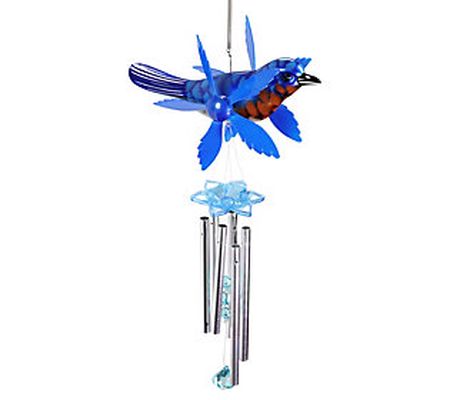 Exhart Blue Bird Spinning Wings Wind Chime