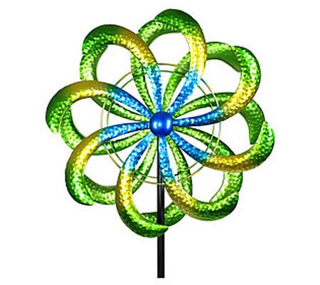 Exhart Colorful Metal Double Pinwheel Spinner S take