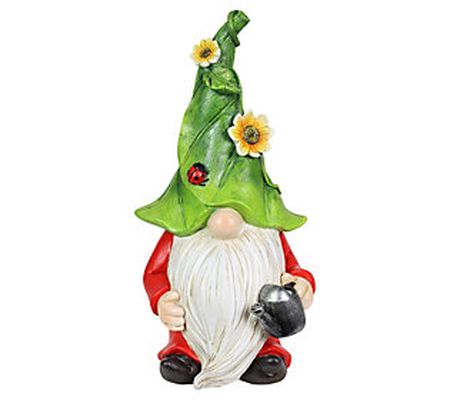 Exhart Leaf Hat Watering Can Gnome Statue