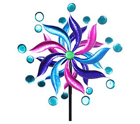 Exhart Pink and Blue Double Pinwheel Spinner St ake