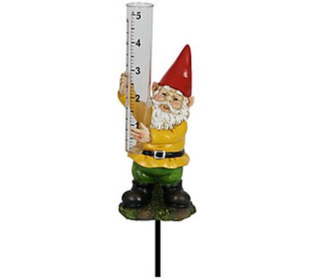 Exhart Rain Gauge Gnome Plant Stake-Red