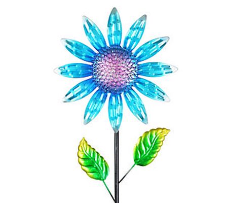 Exhart Shimmering Blue Flower Garden Stake