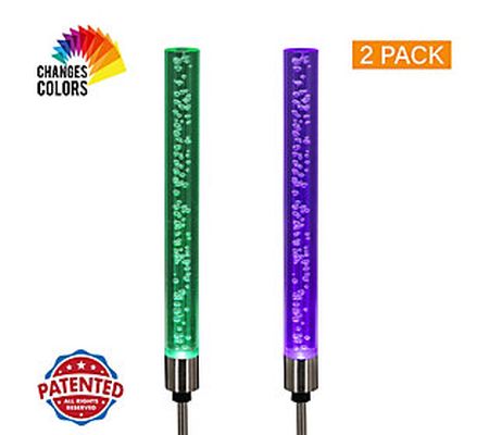 Exhart Solar 2pc Color Changing Stationary Bubb e Stakes