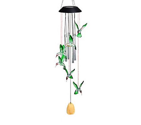 Exhart Solar Color-Changing Hummingbird Wind Chime