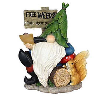 Exhart Solar Free Weeds Gnome Statue