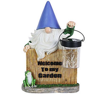 Exhart Solar Gnome Welcome Fence Statue
