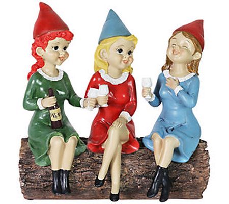 Exhart Solar Good Time Gals Wine Gnomes