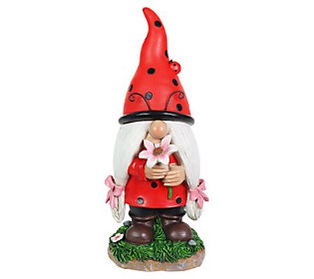 Exhart Solar Ladybug Hat Lady Gnome Statue