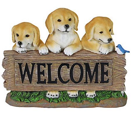 Exhart Solar Three Labradors Welcome Sign