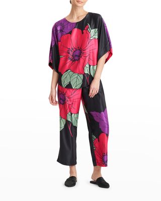 Exotica Satin Floral-Print Pajama Set
