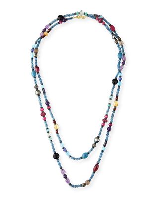 Extra-Long Mixed Gemstone Necklace, 60"L