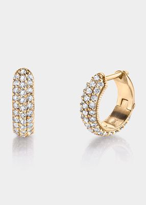 Extra-Small 3-Row Pave Diamond Huggie Earrings