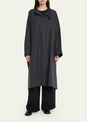 Extra Wide Sloped Shoulder Raincoat With Tabs 34 Length