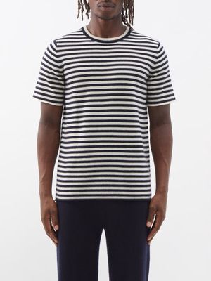 Extreme Cashmere - Crew-neck Striped Cashmere-blend T-shirt - Mens - Black Multi