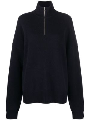 extreme cashmere high-neck zipped jumper - NAVY