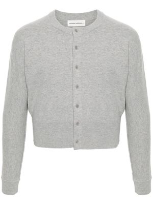 extreme cashmere logo-embroidered fine-knit cardigan - Grey
