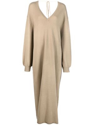 extreme cashmere long knitted shift dress - Brown
