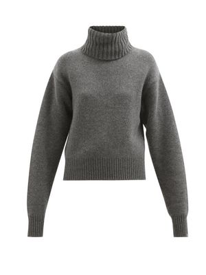 Extreme Cashmere - No.188 Happy Roll-neck Stretch-cashmere Sweater - Womens - Dark Grey
