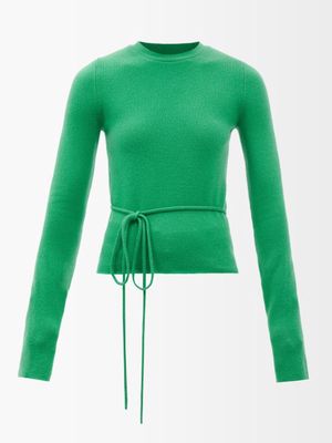 Extreme Cashmere - No.202 Minus Belted Stretch-cashmere Sweater - Womens - Green