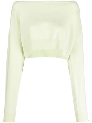 extreme cashmere off-shoulder knitted top - Green