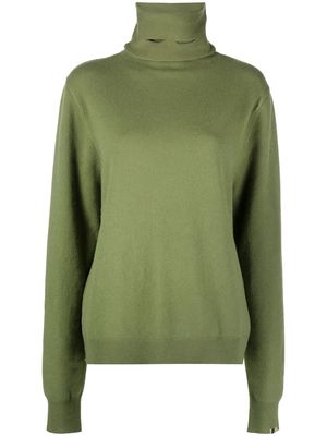 extreme cashmere oversized roll-neck jumper - Green