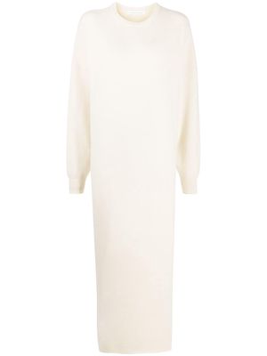 extreme cashmere rib-trimmed knitted dress - Neutrals