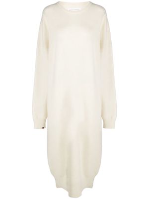 extreme cashmere round neck long-sleeved knitted dress - Neutrals