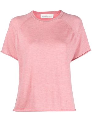 extreme cashmere round neck short-sleeved top - Pink