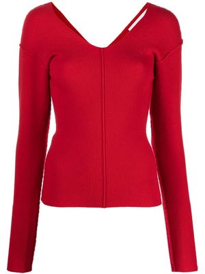 extreme cashmere V-neck-back knitted jumper - Red