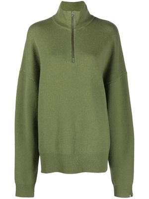 extreme cashmere zip-up high neck jumper - Green