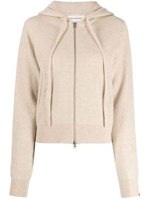 extreme cashmere zip-up hooded cardigan - Neutrals